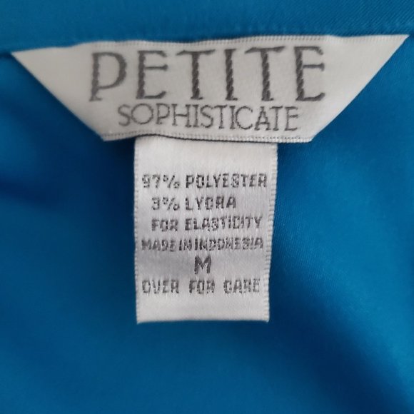 Petite Sophisticate Moleskin LS Button Front Blouse | Like New | MP | Turquoise - Picture 7 of 9